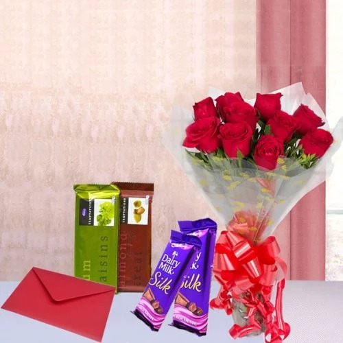 Roses with Chocolates n Greeting Card
